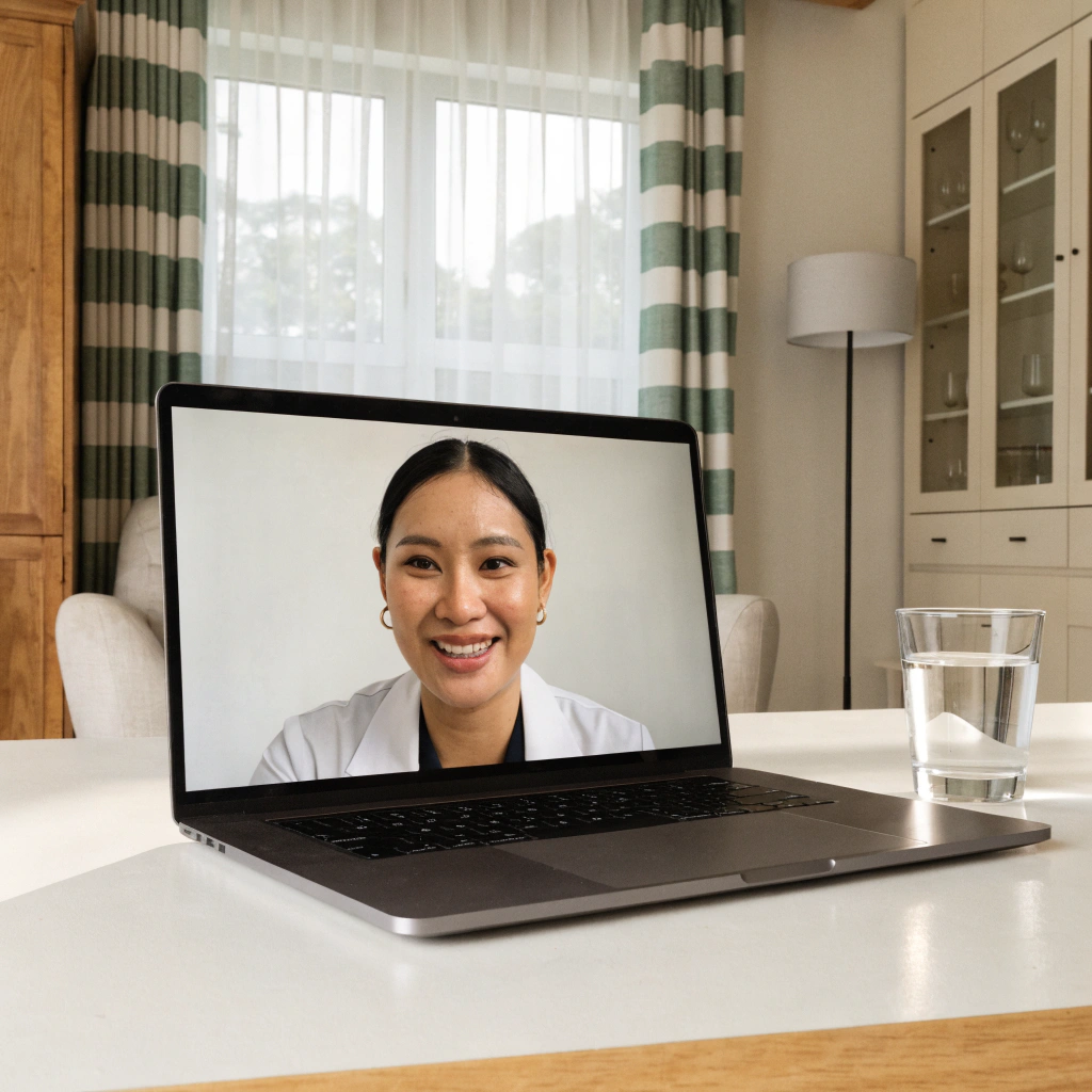 Telehealth consultation with a Kora Health physician from home
