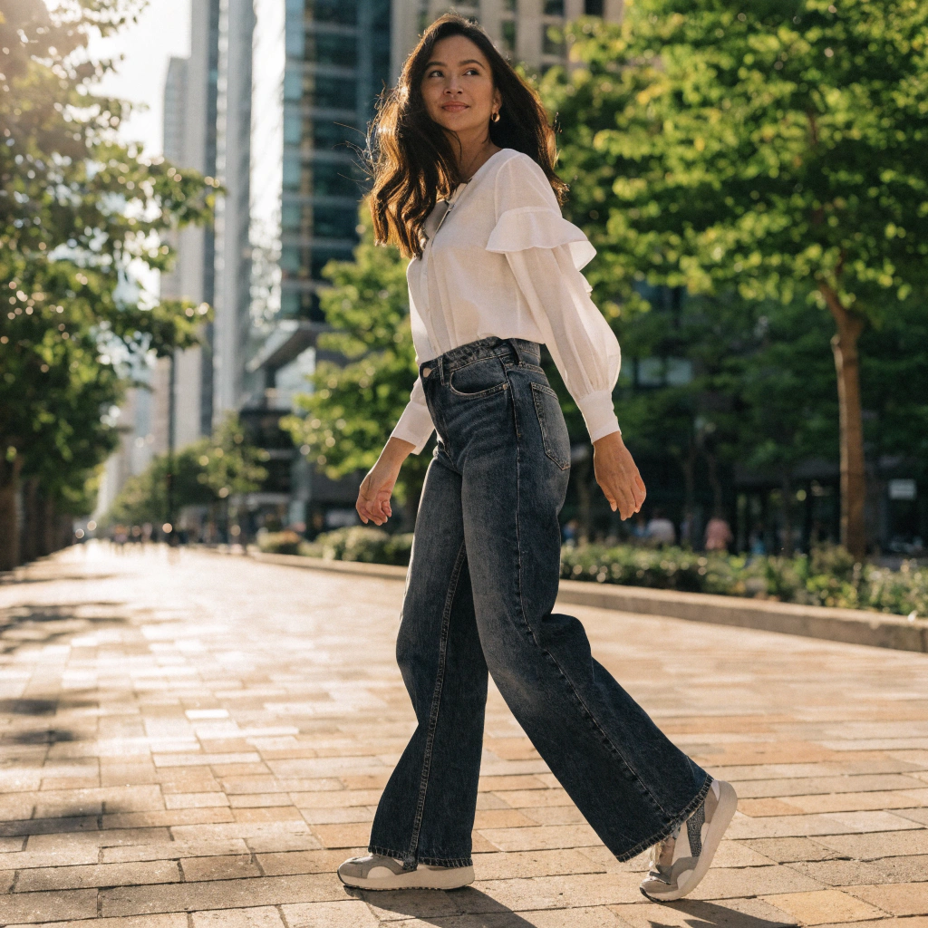 Woman walking confidently after sustained weight loss results